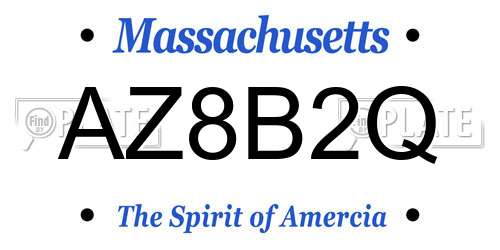 AZ8B2Q Massachusetts License Plate