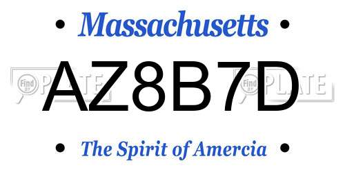 AZ8B7D Massachusetts License Plate