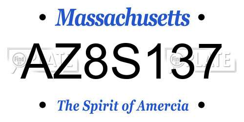 AZ8S137 Massachusetts License Plate