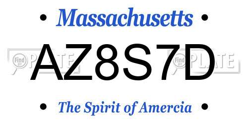AZ8S7D Massachusetts License Plate