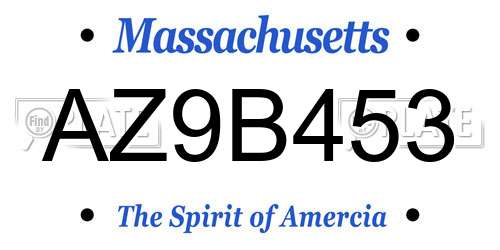 AZ9B453 Massachusetts License Plate