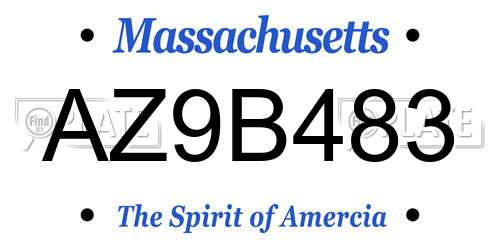 AZ9B483 Massachusetts License Plate