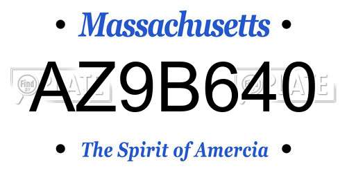 AZ9B640 Massachusetts License Plate