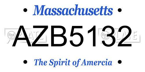 AZB5132 Massachusetts License Plate