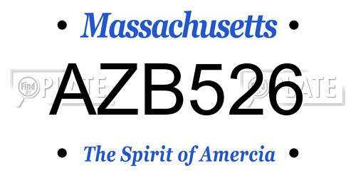 AZB526 Massachusetts License Plate