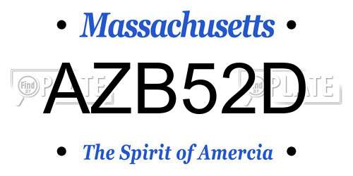 AZB52D Massachusetts License Plate