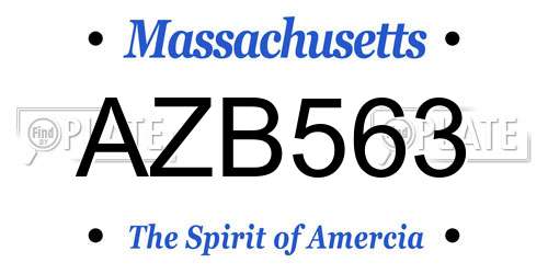 AZB563 Massachusetts License Plate