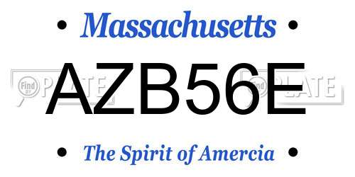 AZB56E Massachusetts License Plate