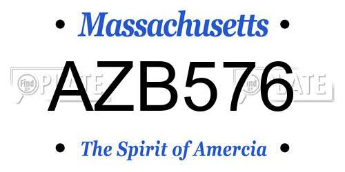 AZB576 Massachusetts License Plate