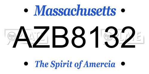 AZB8132 Massachusetts License Plate