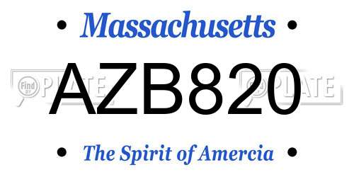 AZB820 Massachusetts License Plate