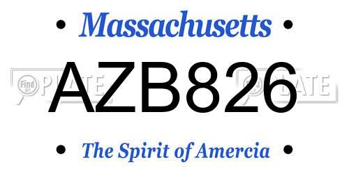 AZB826 Massachusetts License Plate