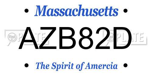AZB82D Massachusetts License Plate