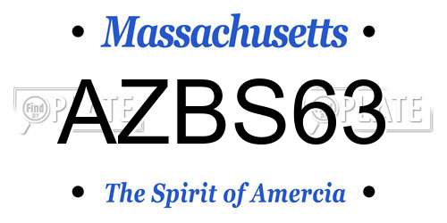 AZBS63 Massachusetts License Plate