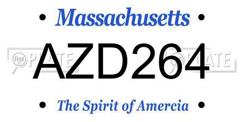 AZD264 Massachusetts License Plate