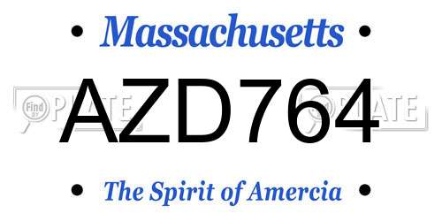 AZD764 Massachusetts License Plate