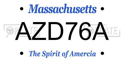 AZD76A Massachusetts License Plate