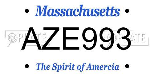 AZE993 Massachusetts License Plate