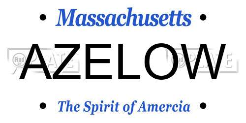AZELOW Massachusetts License Plate