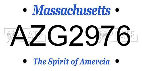 AZG2976 Massachusetts License Plate