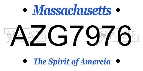 AZG7976 Massachusetts License Plate