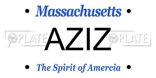 AZIZ Massachusetts License Plate