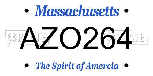 AZO264 Massachusetts License Plate