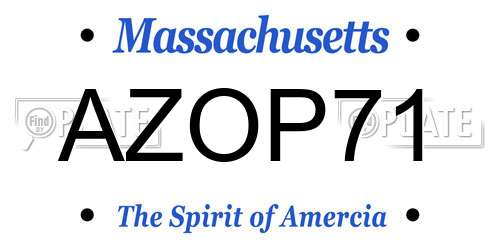 AZOP71 Massachusetts License Plate