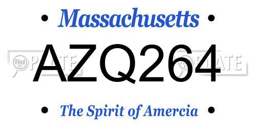 AZQ264 Massachusetts License Plate