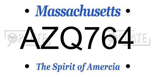 AZQ764 Massachusetts License Plate