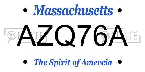 AZQ76A Massachusetts License Plate