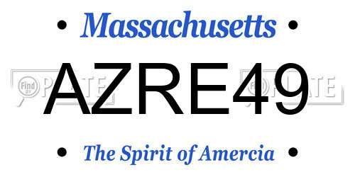 AZRE49 Massachusetts License Plate