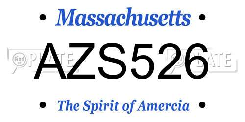 AZS526 Massachusetts License Plate