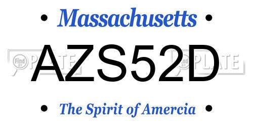 AZS52D Massachusetts License Plate