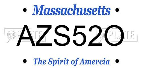 AZS52O Massachusetts License Plate