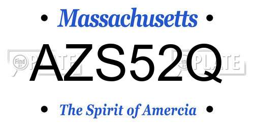 AZS52Q Massachusetts License Plate