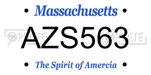 AZS563 Massachusetts License Plate