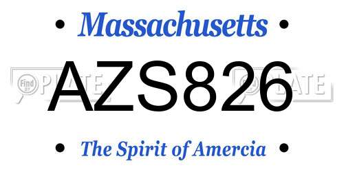 AZS826 Massachusetts License Plate