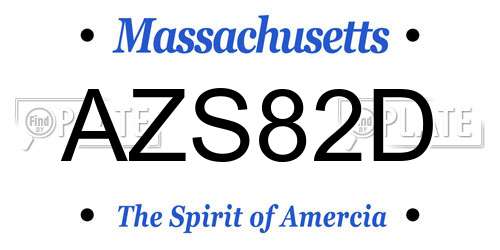 AZS82D Massachusetts License Plate