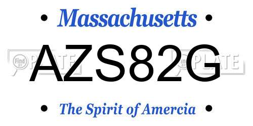 AZS82G Massachusetts License Plate