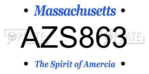 AZS863 Massachusetts License Plate