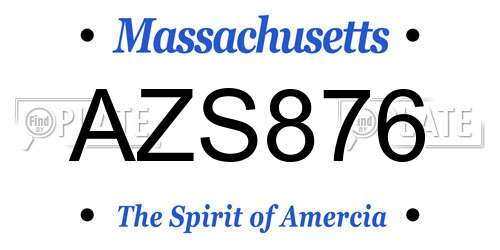 AZS876 Massachusetts License Plate