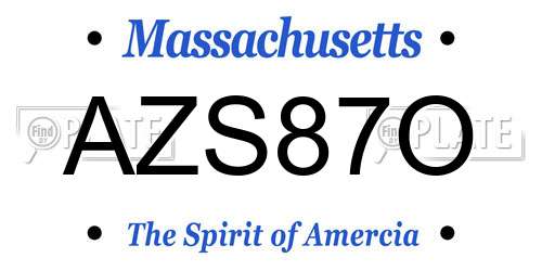 AZS87O Massachusetts License Plate