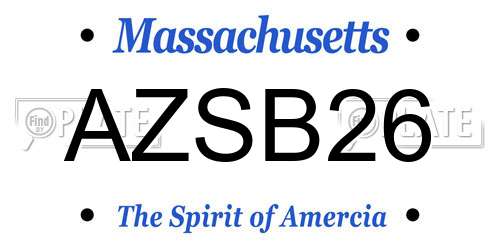 AZSB26 Massachusetts License Plate