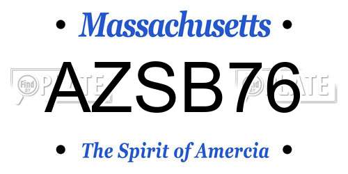AZSB76 Massachusetts License Plate
