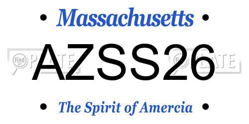 AZSS26 Massachusetts License Plate