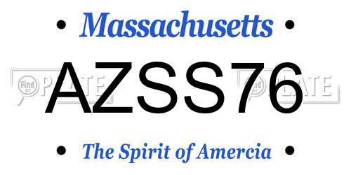 AZSS76 Massachusetts License Plate
