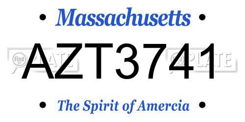 AZT3741 Massachusetts License Plate