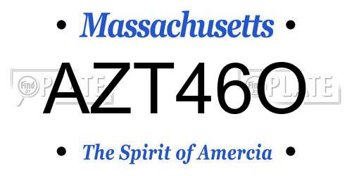 AZT46O Massachusetts License Plate