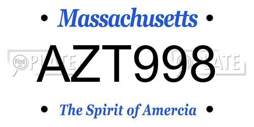 AZT998 Massachusetts License Plate